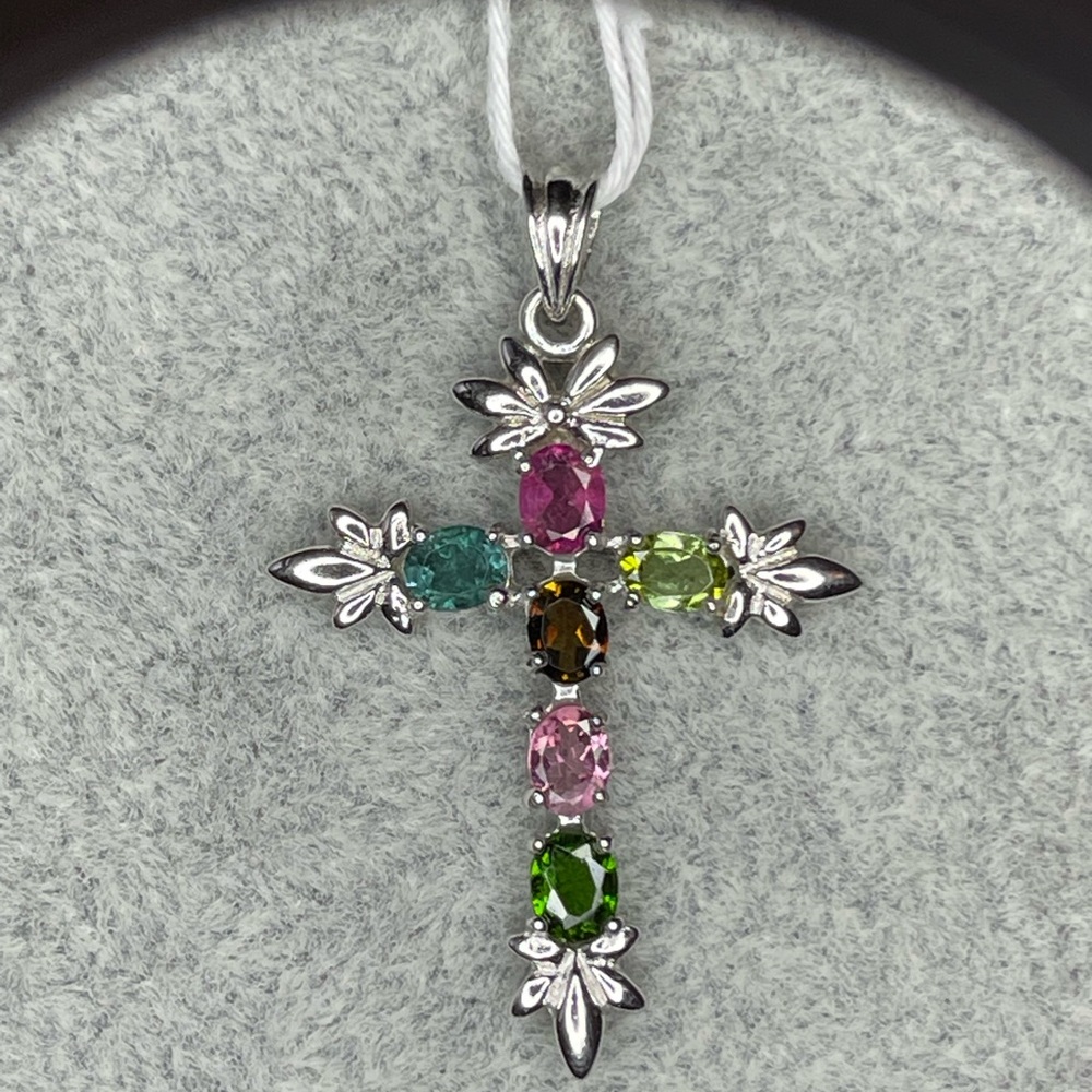 Multiple Tourmaline Cross pendant